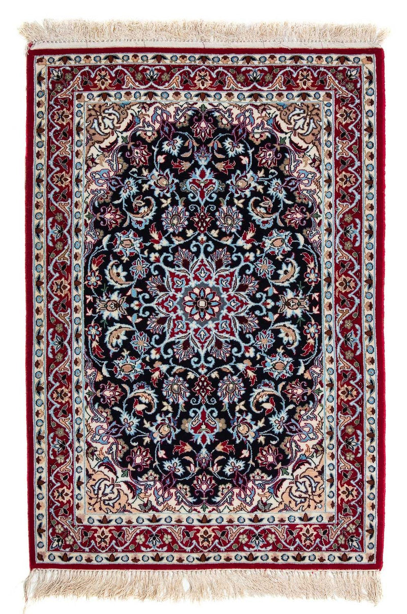 Persisk tæppe - Isfahan - Premium - 104 x 72 cm - mørkerød