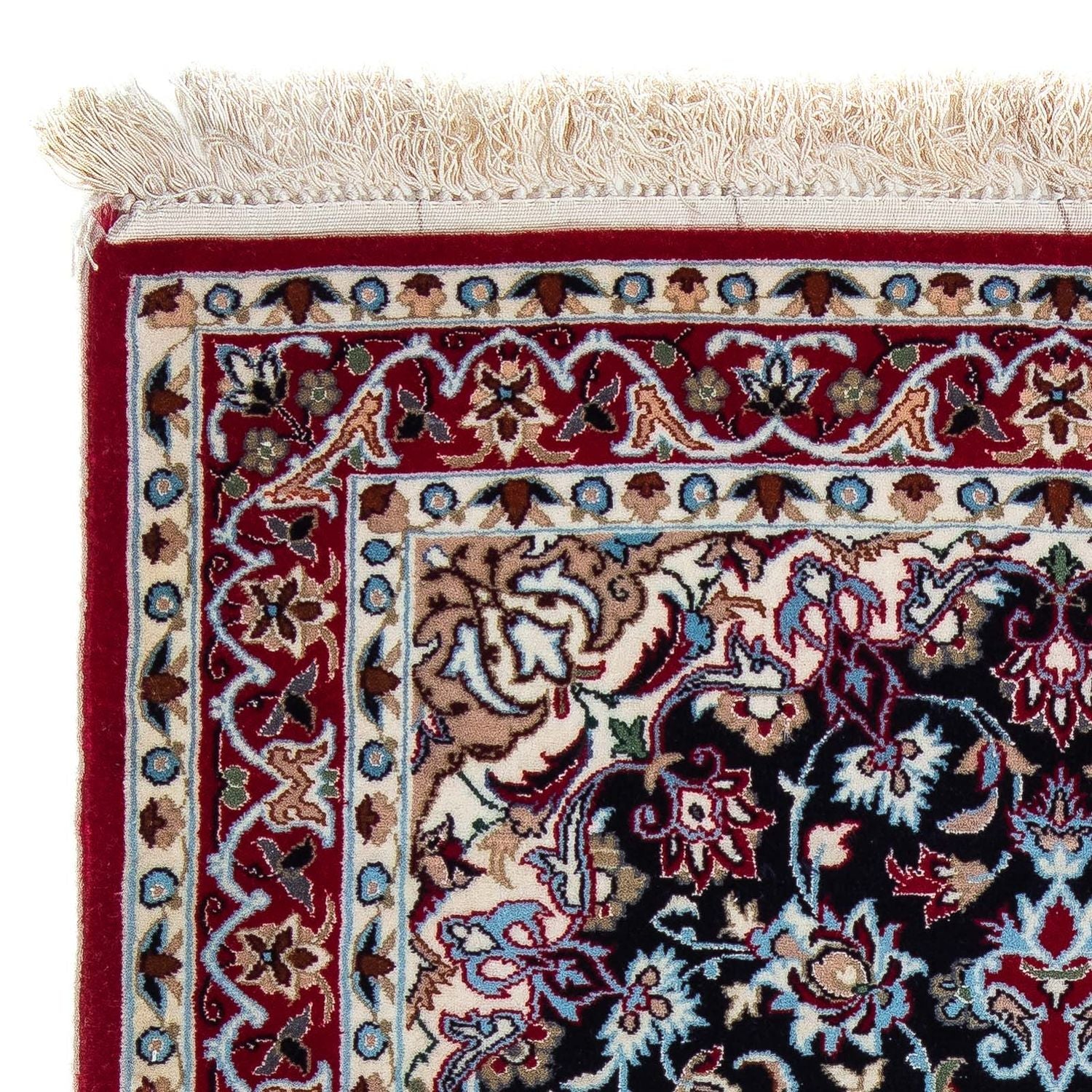 Persisk tæppe - Isfahan - Premium - 104 x 72 cm - mørkerød