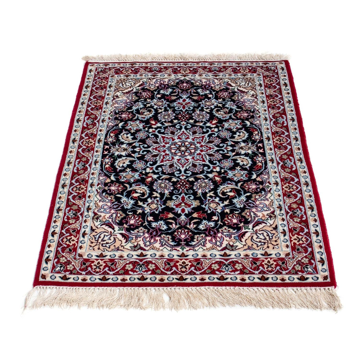 Persisk tæppe - Isfahan - Premium - 104 x 72 cm - mørkerød