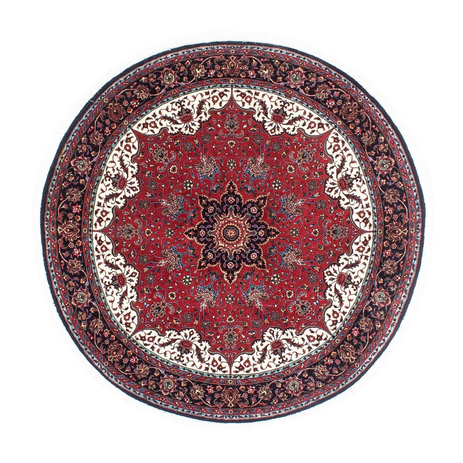 Persisk tæppe - Bijar rundt  - 150 x 150 cm - mørkerød
