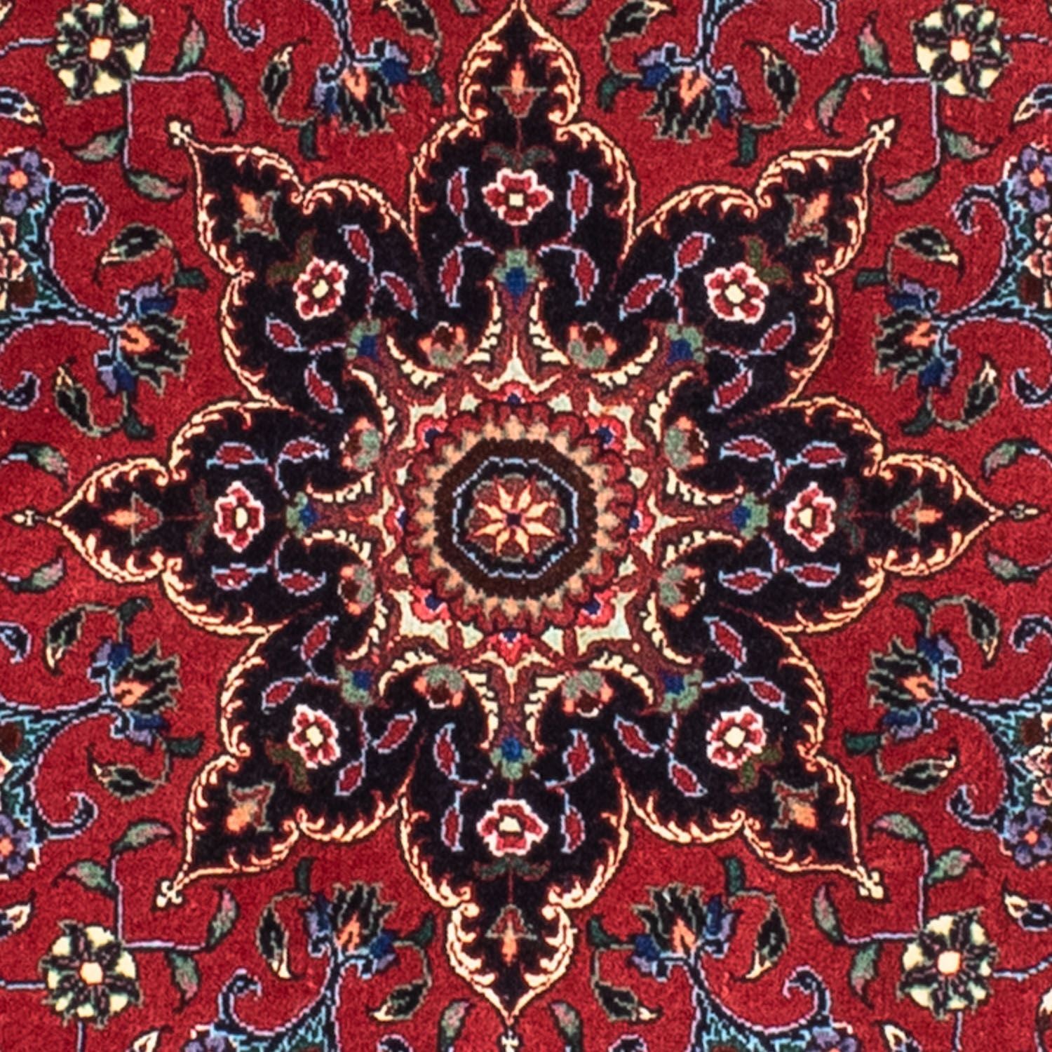 Persisk tæppe - Bijar rundt  - 150 x 150 cm - mørkerød