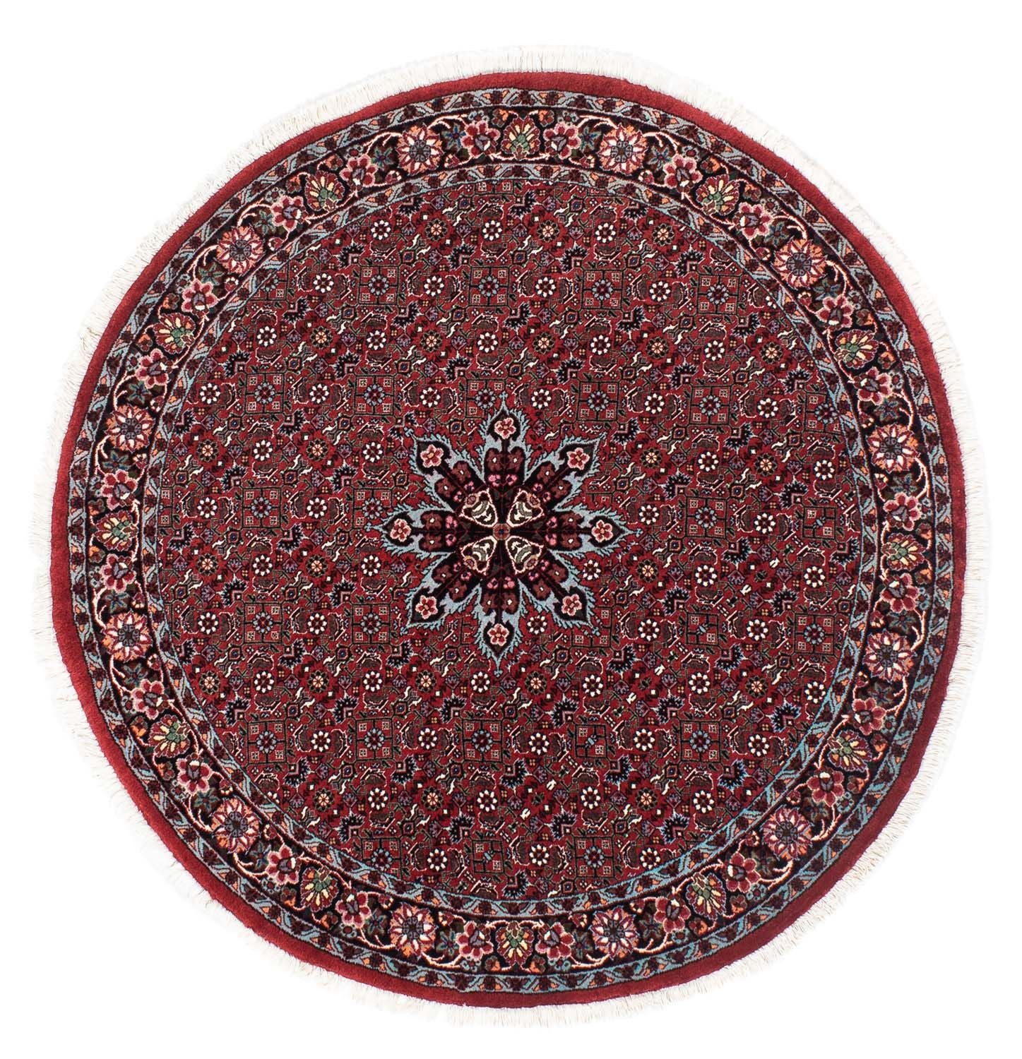 Persisk tæppe - Bijar rundt  - 120 x 120 cm - mørkerød