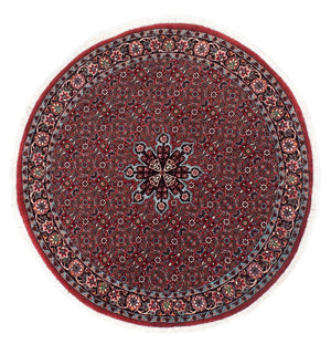 Persisk tæppe - Bijar rundt  - 120 x 120 cm - mørkerød