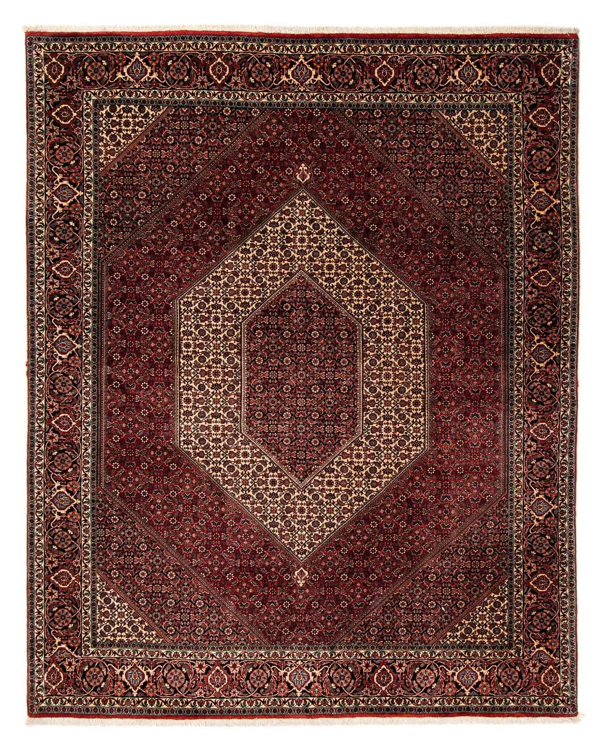 Persisk tæppe - Bijar - 238 x 196 cm - mørkerød