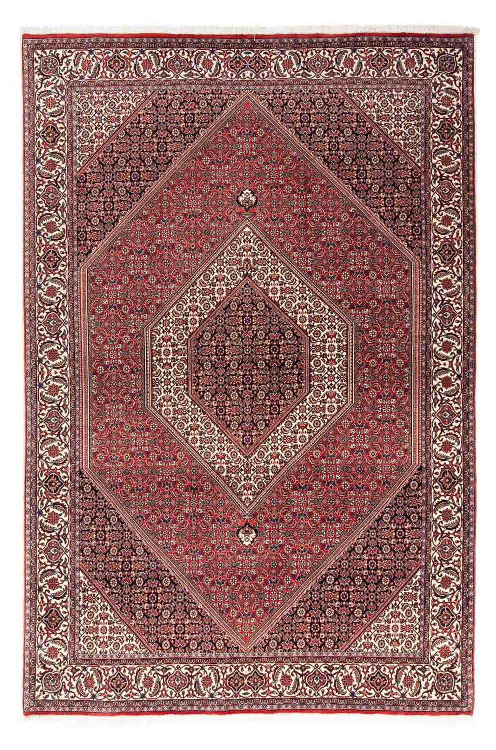 Persisk tæppe - Bijar - 254 x 171 cm - mørkerød