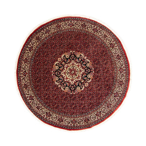 Persisk tæppe - Bijar rundt  - 205 x 205 cm - mørkerød
