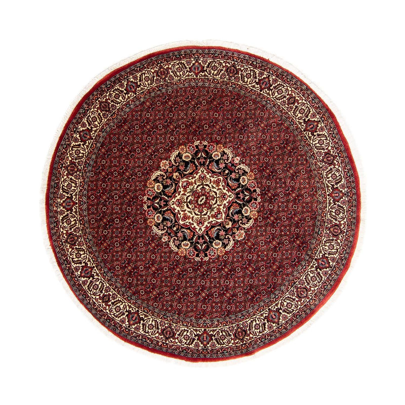 Persisk tæppe - Bijar rundt  - 205 x 205 cm - mørkerød