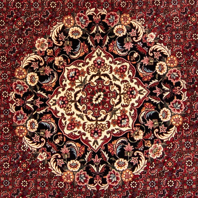 Persisk tæppe - Bijar rundt  - 205 x 205 cm - mørkerød