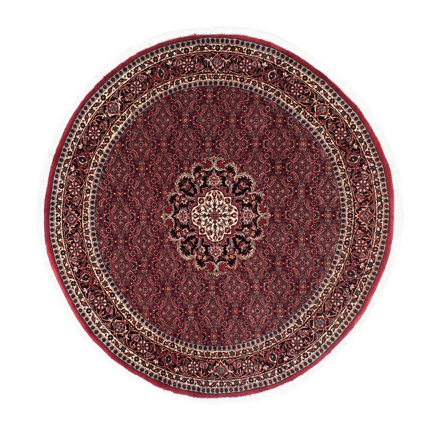 Persisk tæppe - Bijar rundt  - 154 x 154 cm - mørkerød