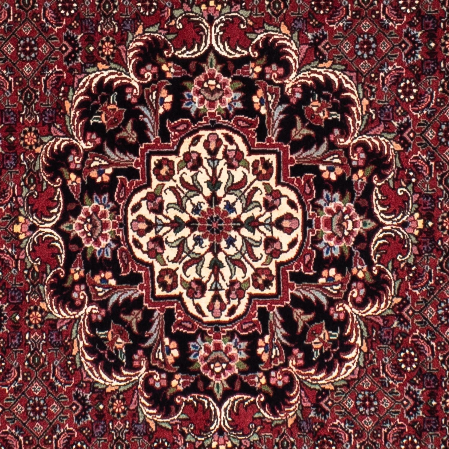 Persisk tæppe - Bijar rundt  - 154 x 154 cm - mørkerød