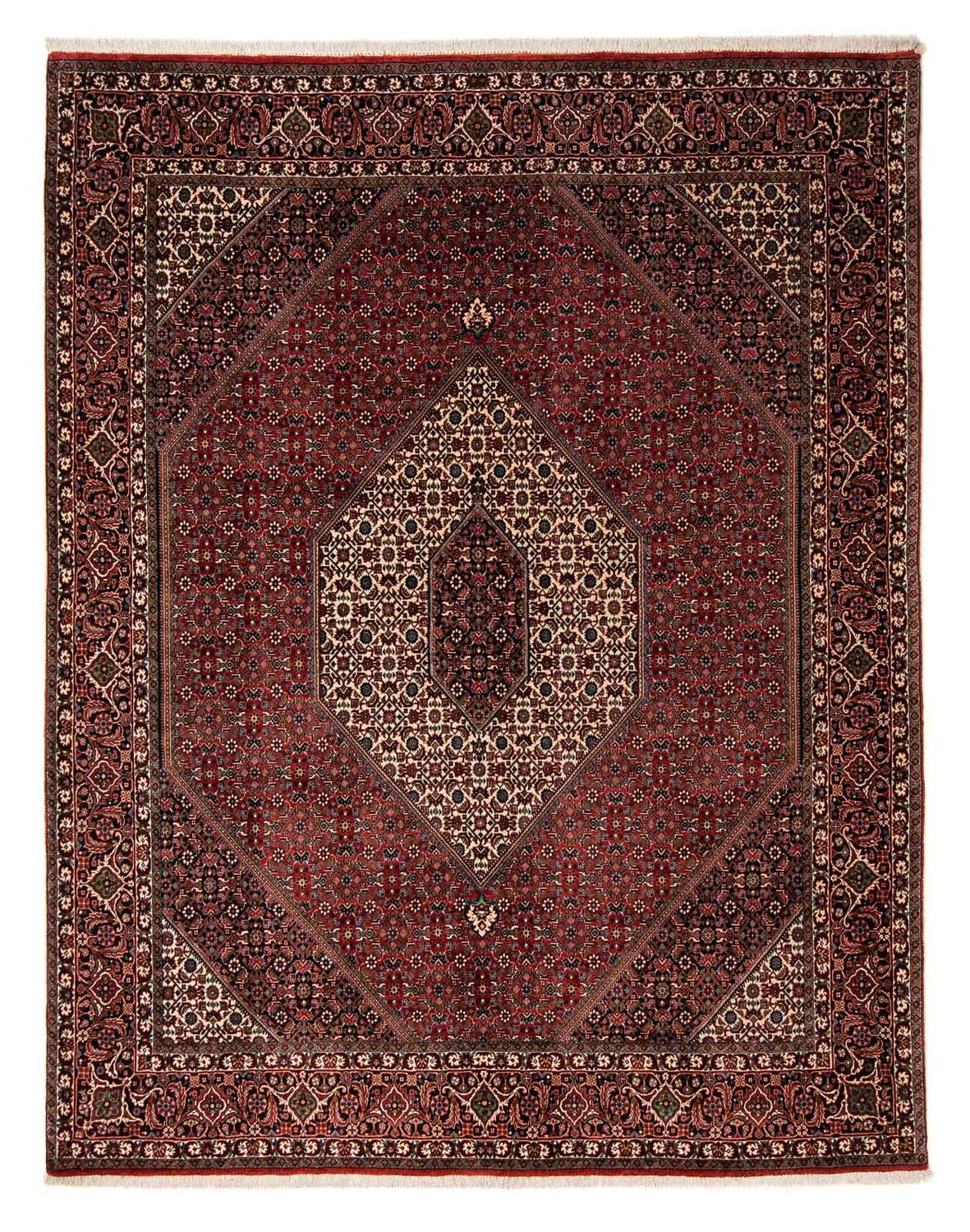 Persisk tæppe - Bijar - 237 x 200 cm - mørkerød