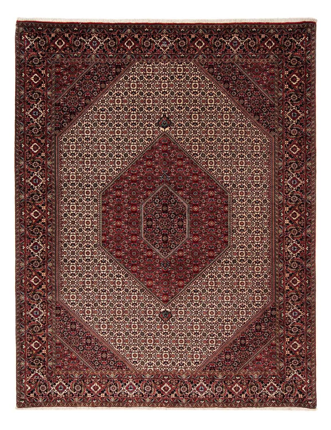 Persisk tæppe - Bijar - 262 x 205 cm - mørkerød
