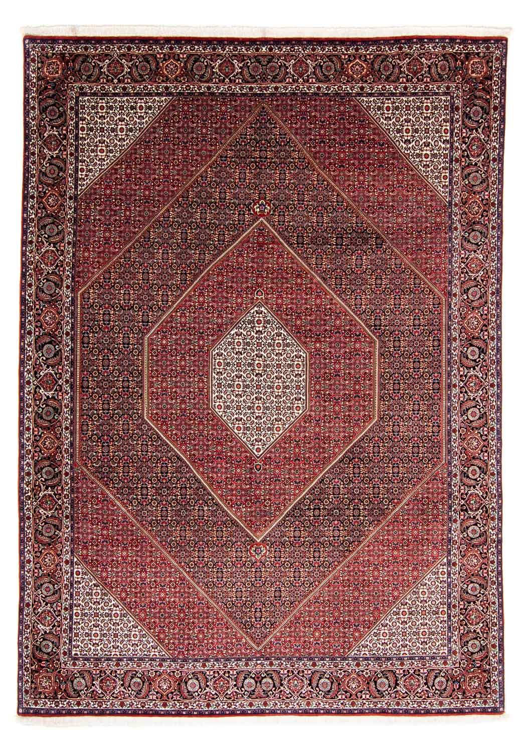 Persisk tæppe - Bijar - 350 x 252 cm - mørkerød