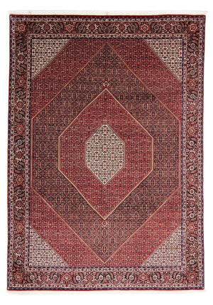 Persisk tæppe - Bijar - 350 x 252 cm - mørkerød