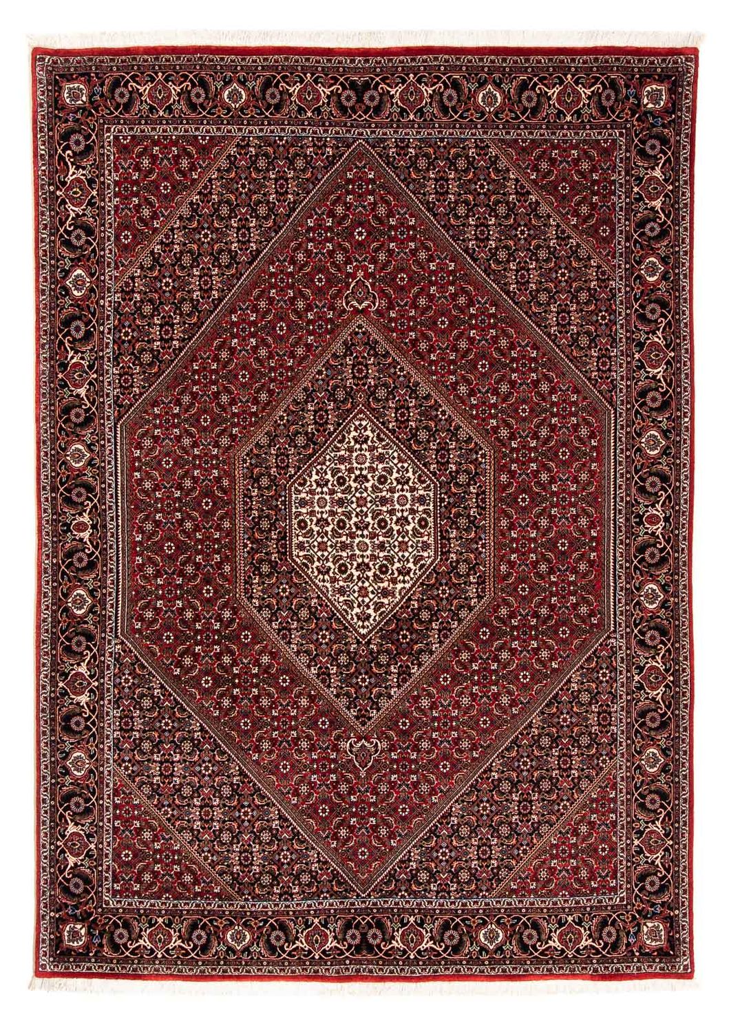 Persisk tæppe - Bijar - 238 x 165 cm - mørkerød