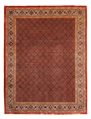 Persisk tæppe - Bijar - 384 x 300 cm - mørkerød