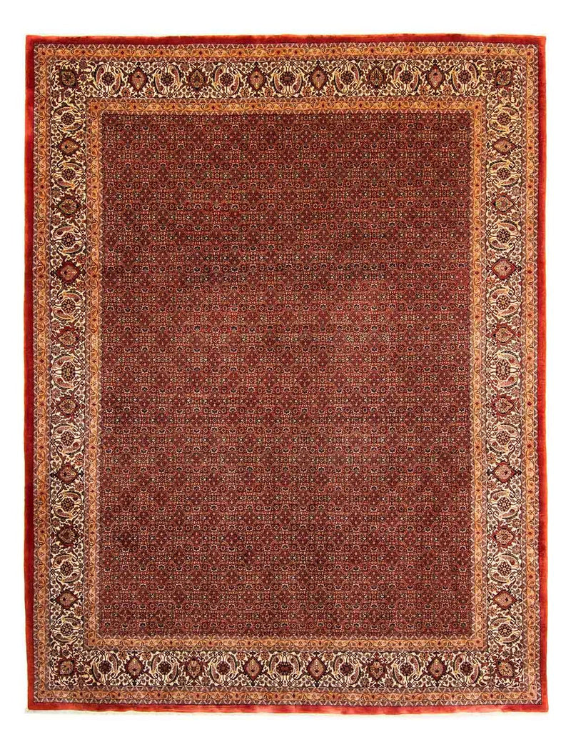 Persisk tæppe - Bijar - 384 x 300 cm - mørkerød