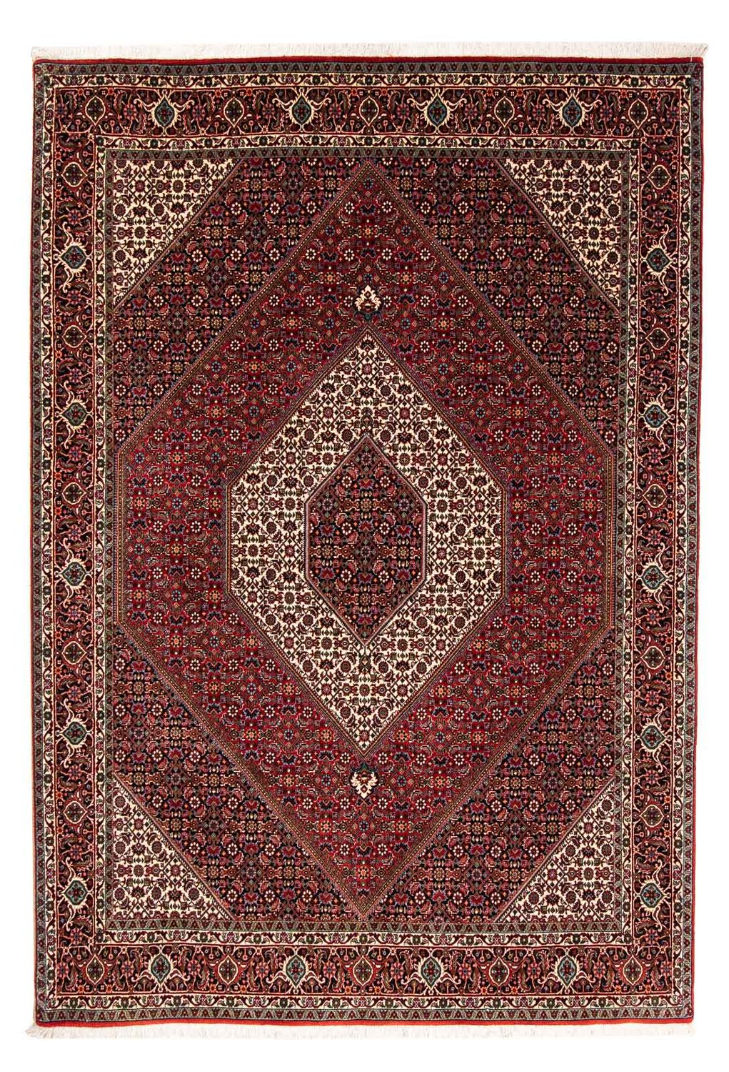 Persisk tæppe - Bijar - 251 x 176 cm - mørkerød