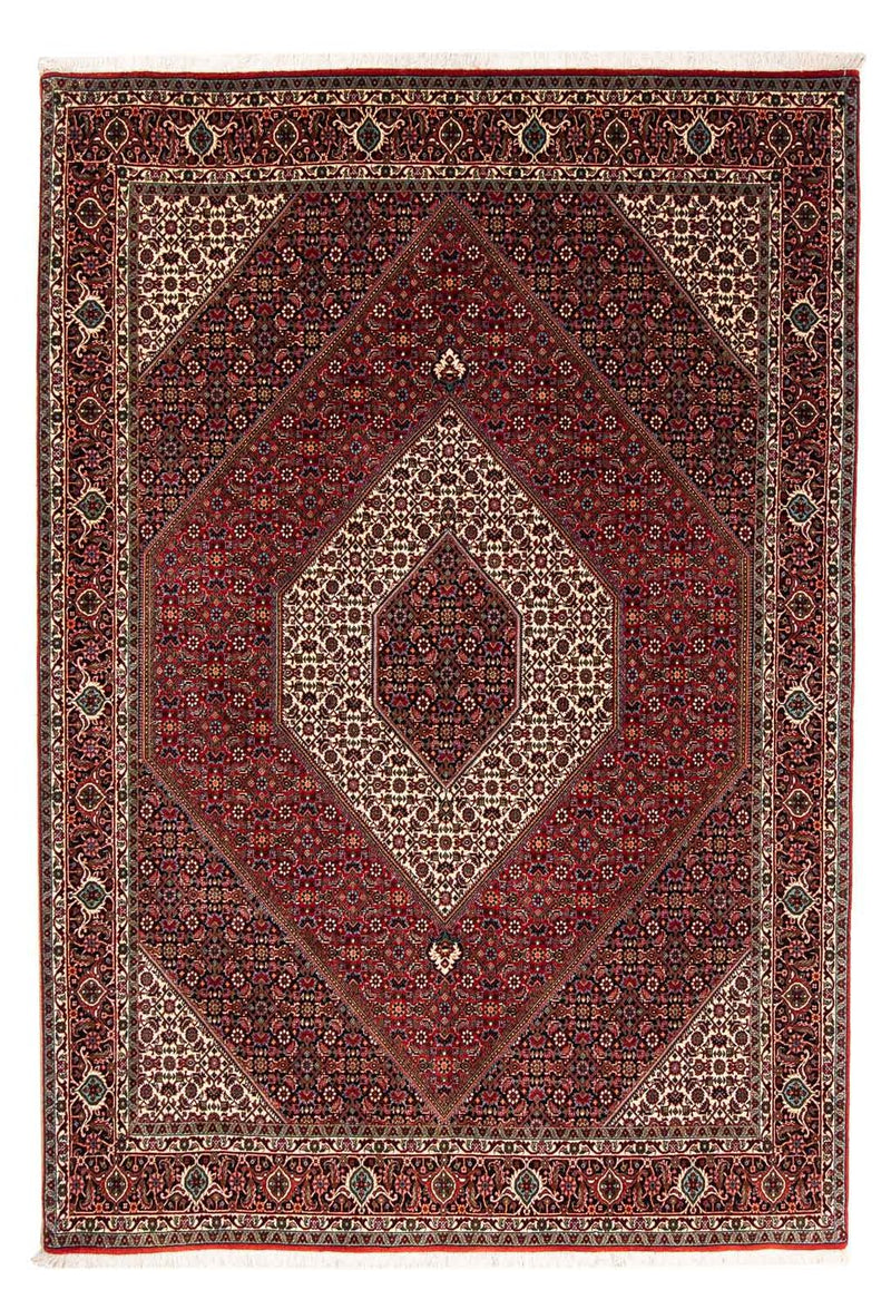 Persisk tæppe - Bijar - 251 x 176 cm - mørkerød