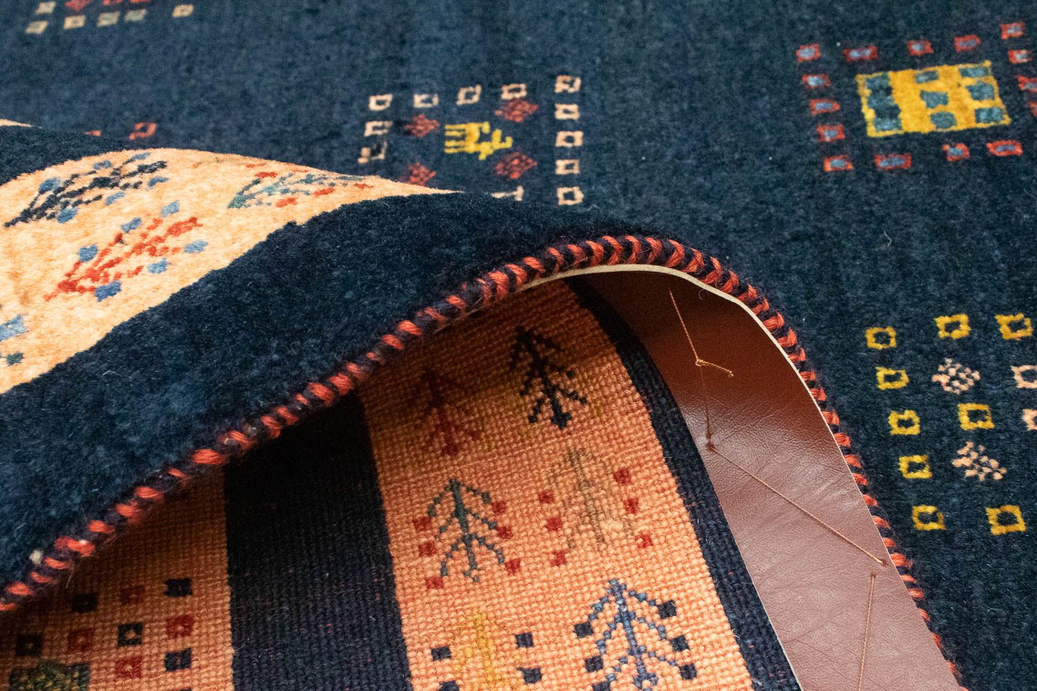 Gabbeh Tæppe - Loribaft Persisk - 202 x 134 cm - mørkeblå