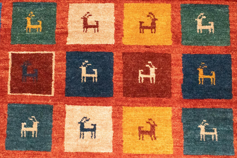 Gabbeh Tæppe - Loribaft Persisk - 150 x 97 cm - lysrød