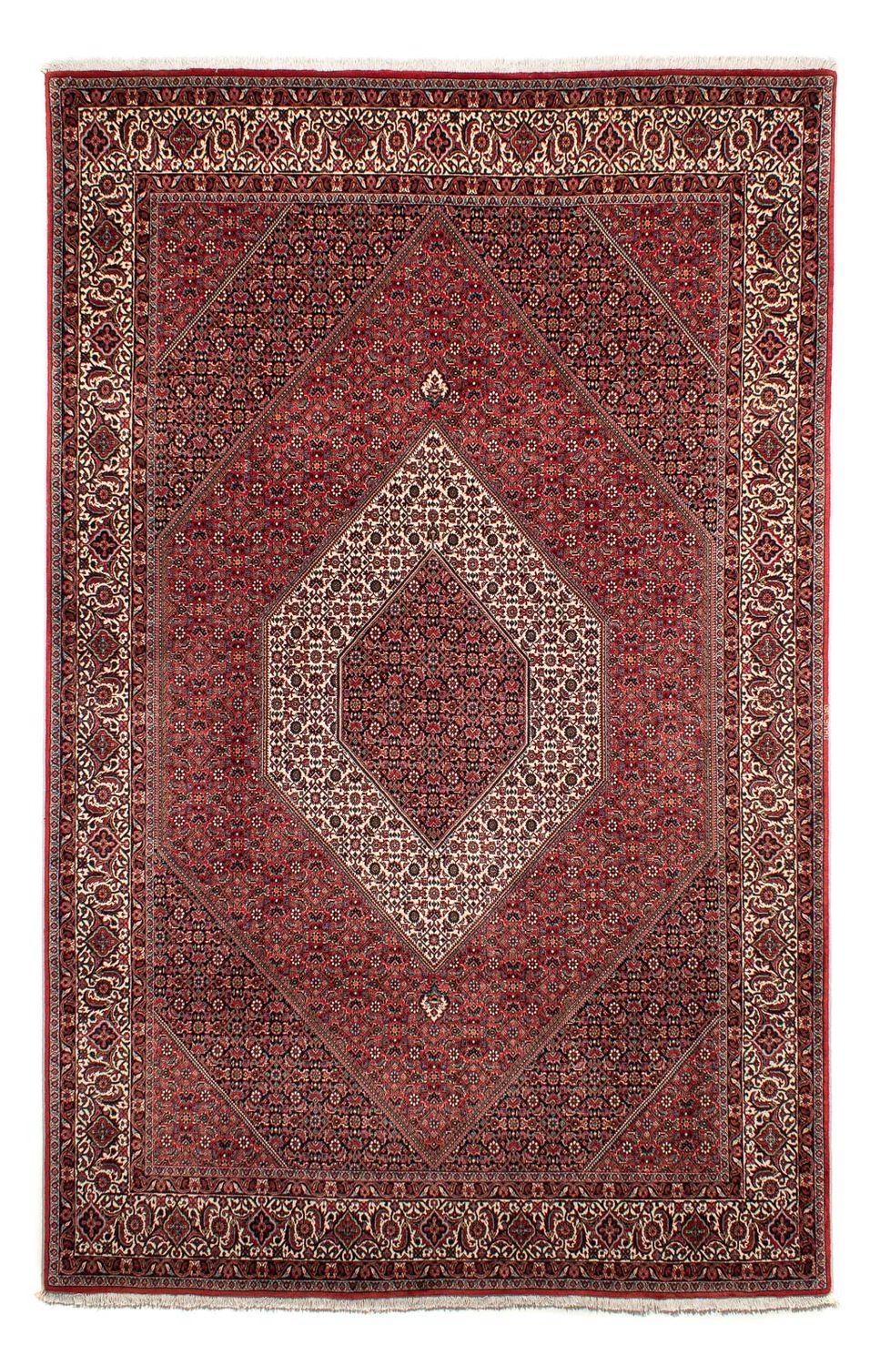 Persisk tæppe - Bijar - 305 x 203 cm - mørkerød