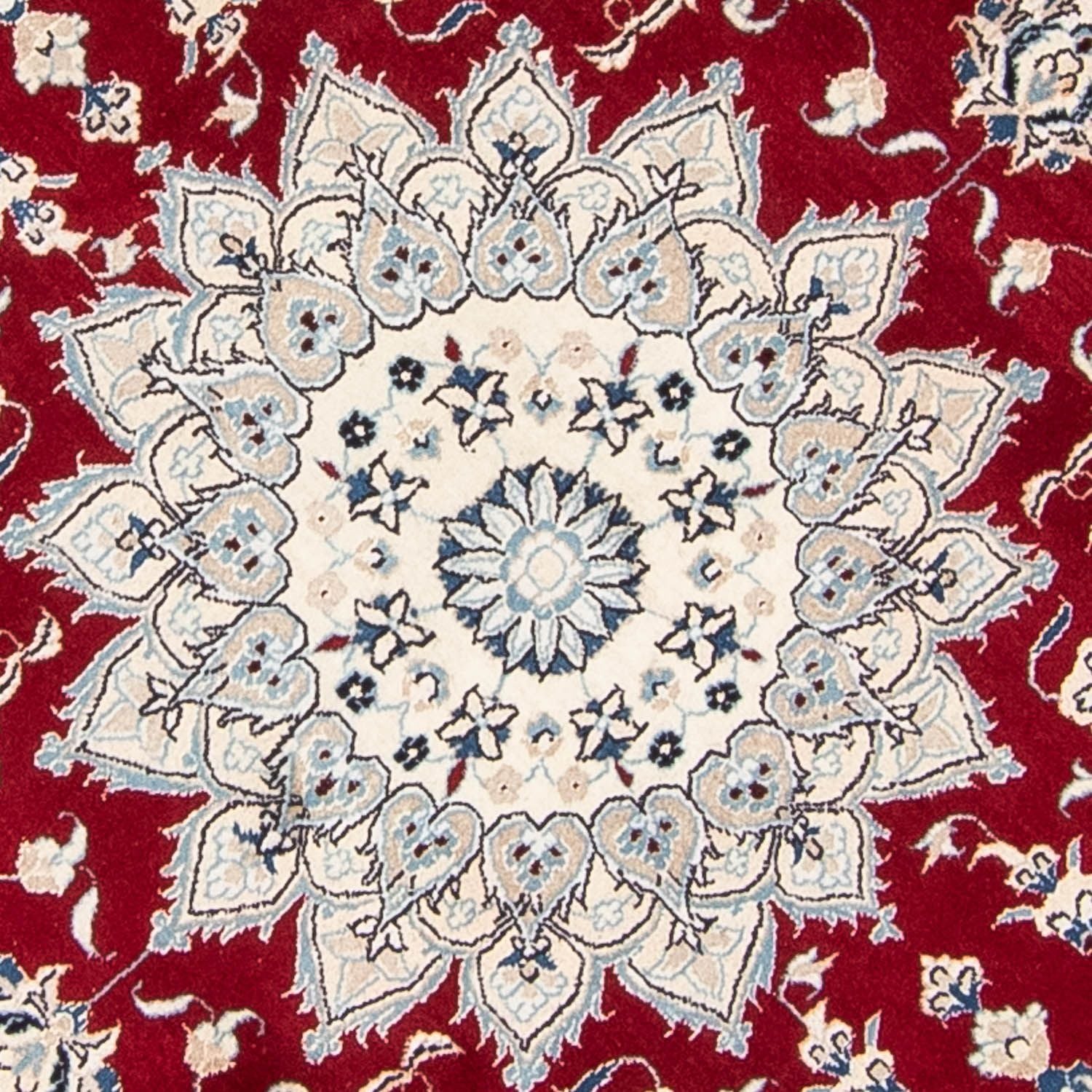 Persisk tæppe - Nain rundt  - 245 x 245 cm - mørkerød