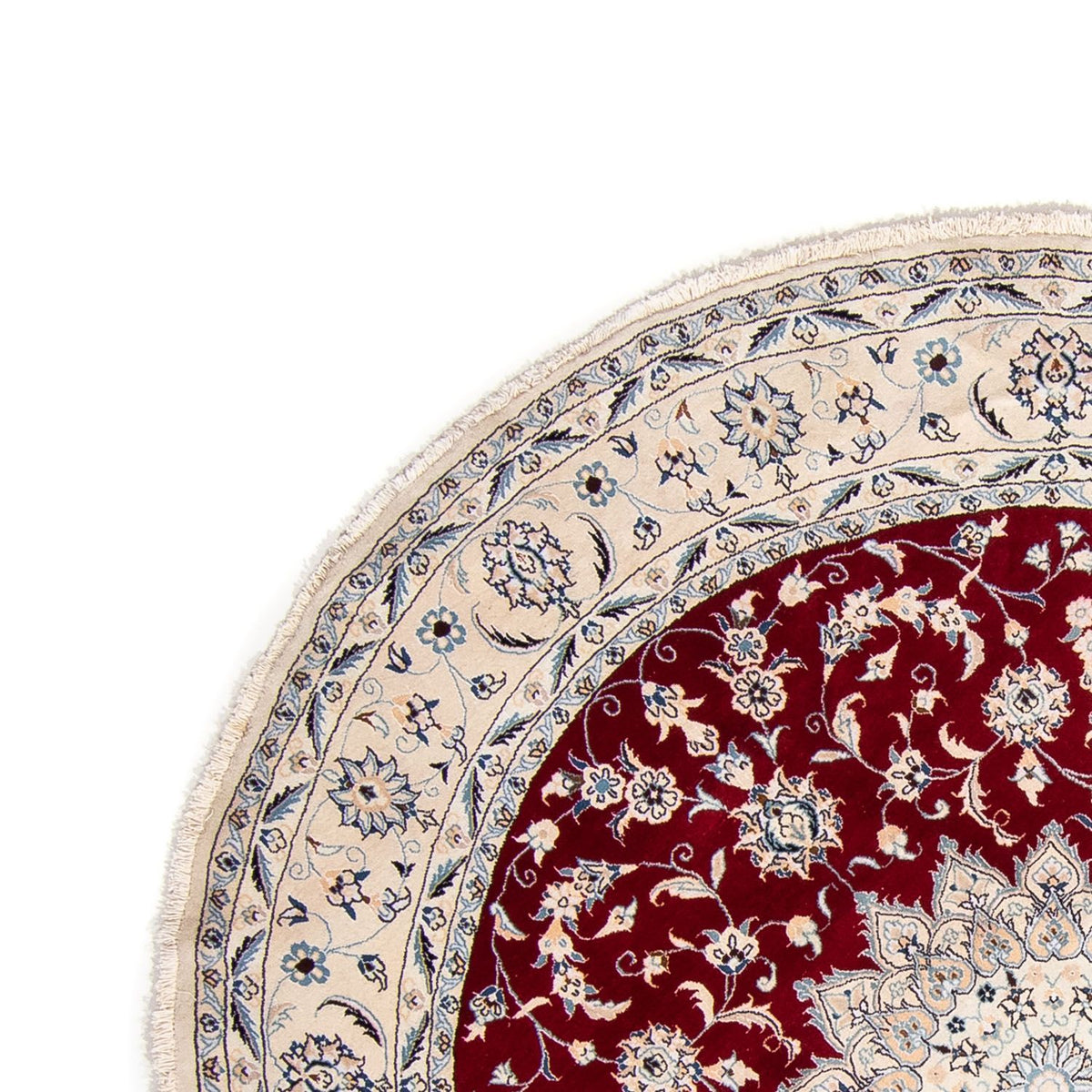 Persisk tæppe - Nain rundt  - 253 x 253 cm - mørkerød