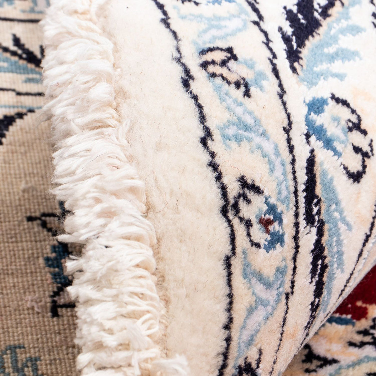 Persisk tæppe - Nain rundt  - 253 x 253 cm - mørkerød