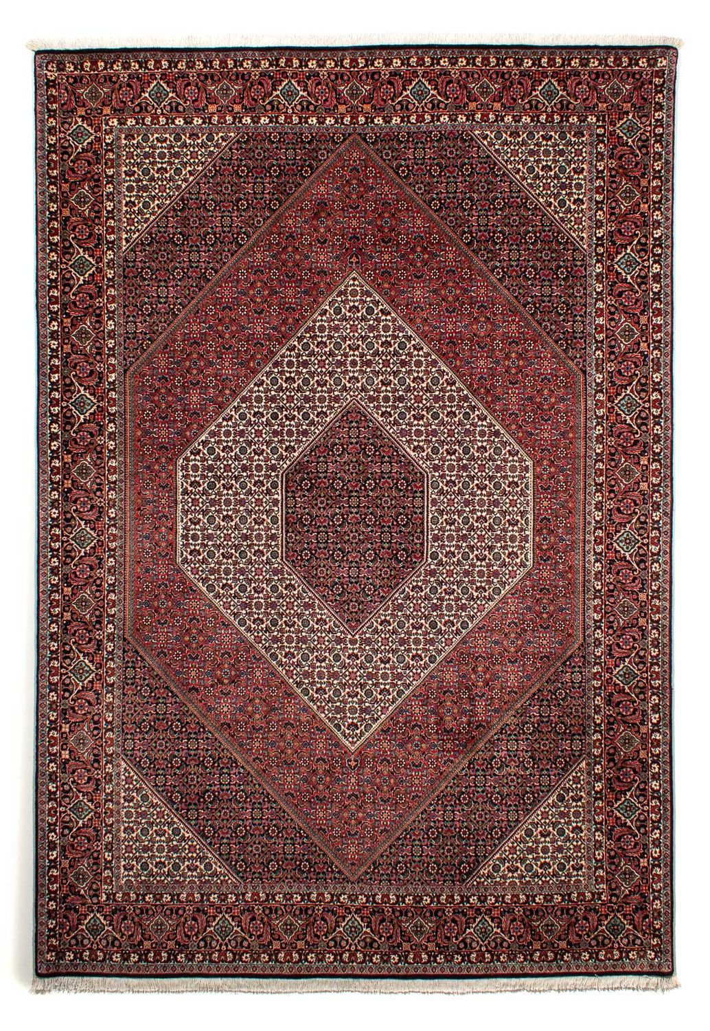 Persisk tæppe - Bijar - 300 x 206 cm - mørkerød