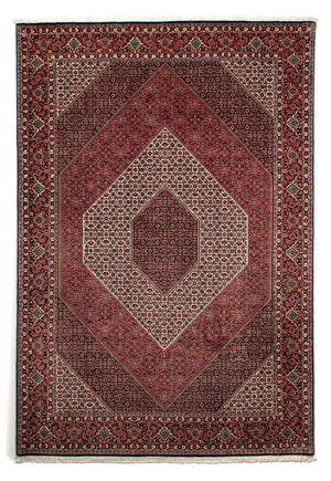 Persisk tæppe - Bijar - 300 x 206 cm - mørkerød