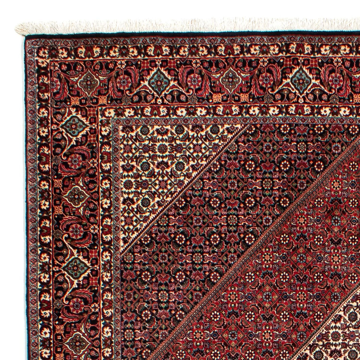 Persisk tæppe - Bijar - 300 x 206 cm - mørkerød