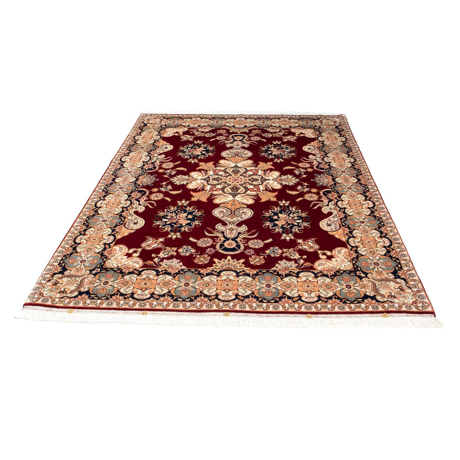 Persisk tæppe - Tabriz - Royal - 202 x 152 cm - mørkerød