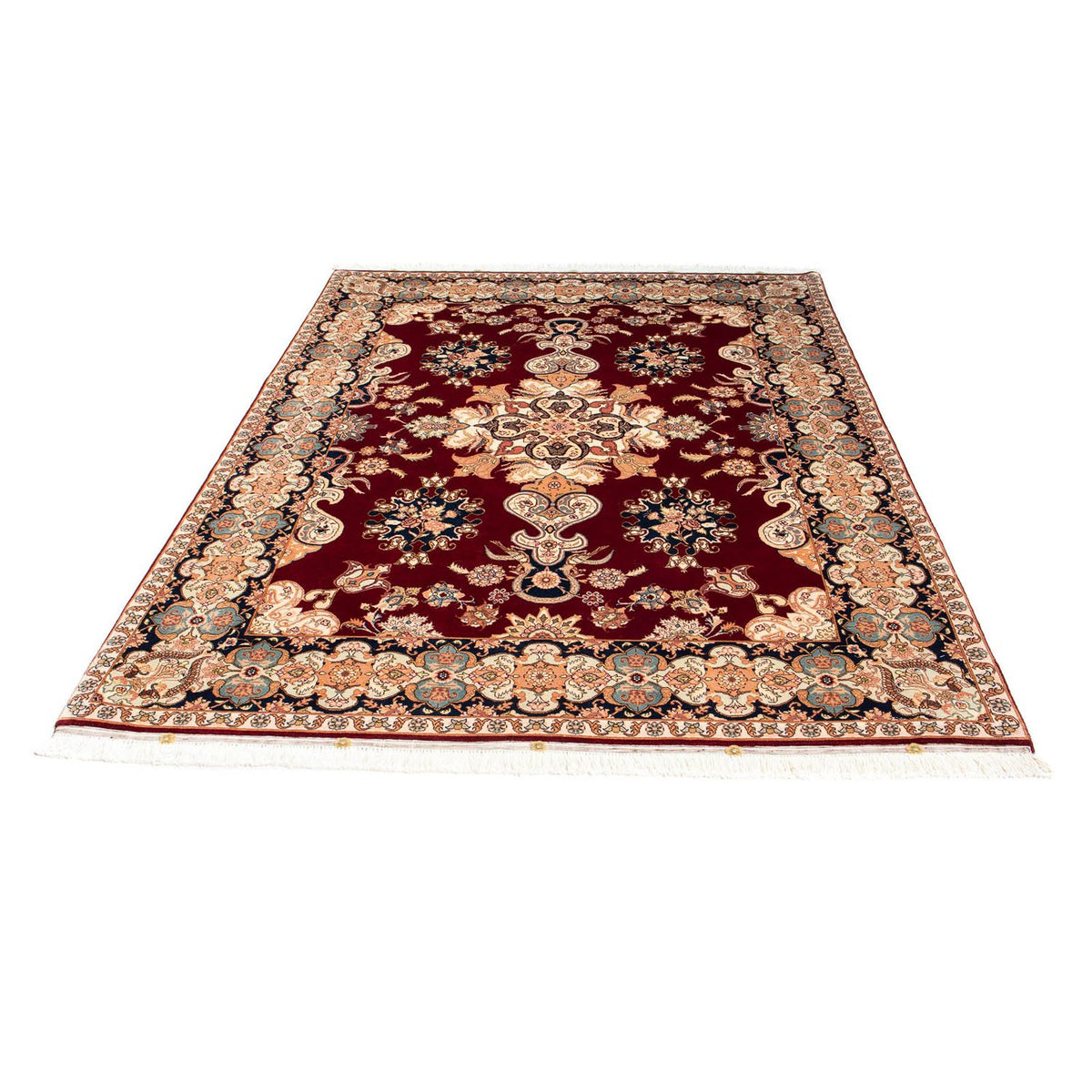 Persisk tæppe - Tabriz - Royal - 202 x 152 cm - mørkerød