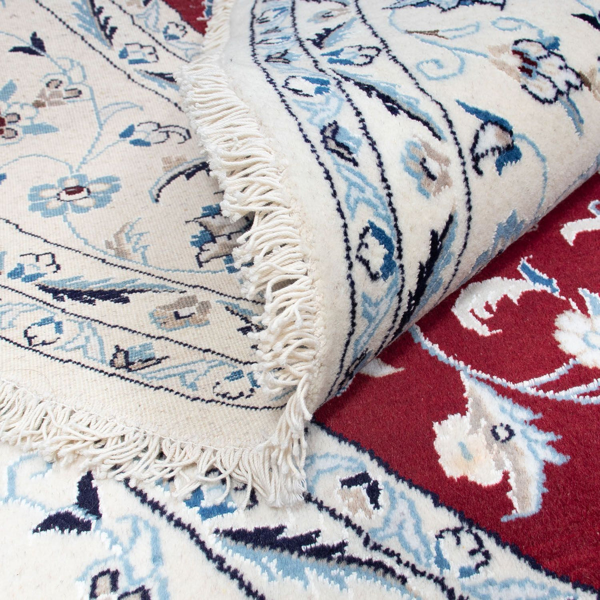 Persisk tæppe - Nain rundt  - 250 x 250 cm - mørkerød