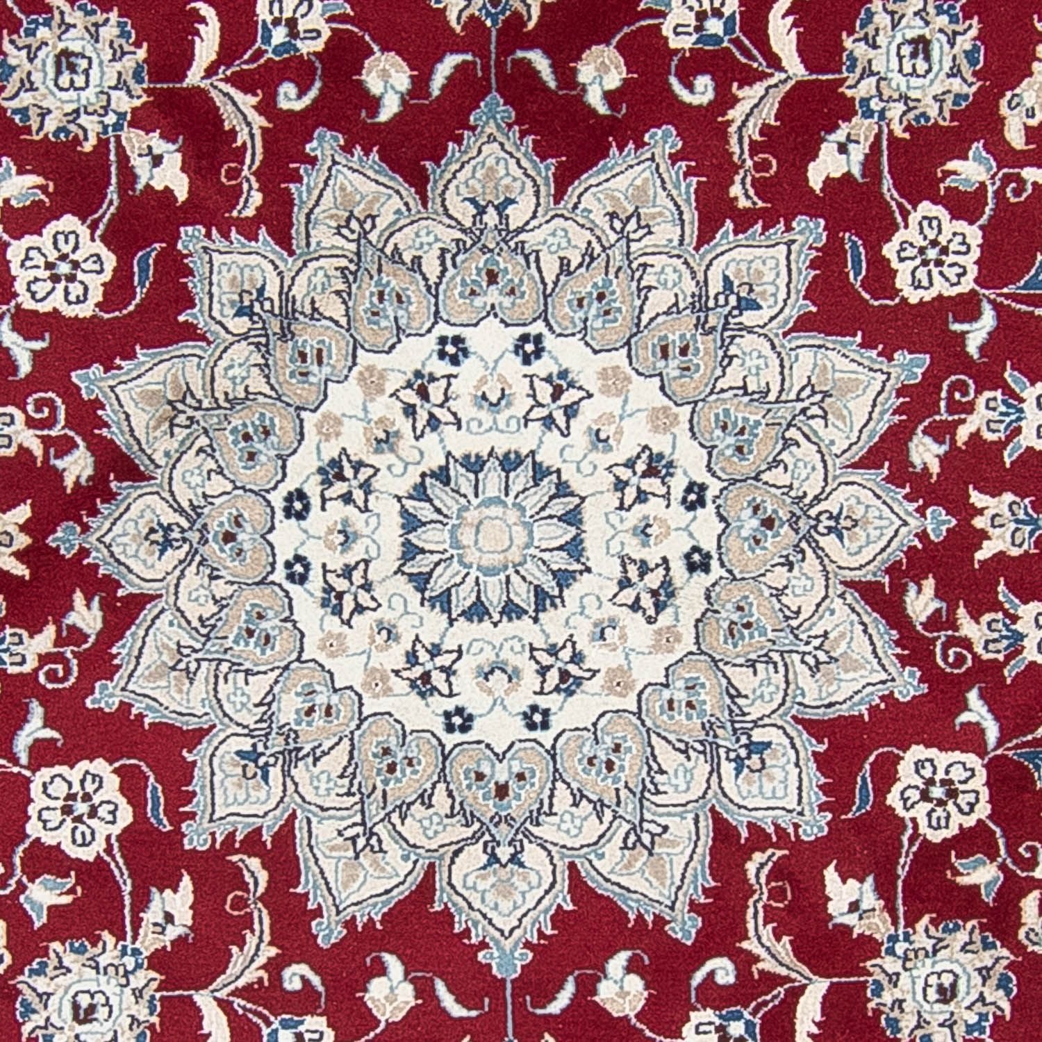 Persisk tæppe - Nain rundt  - 250 x 250 cm - mørkerød
