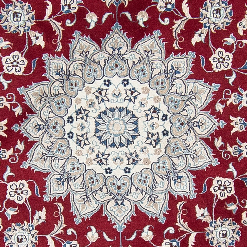 Persisk tæppe - Nain rundt  - 250 x 250 cm - mørkerød