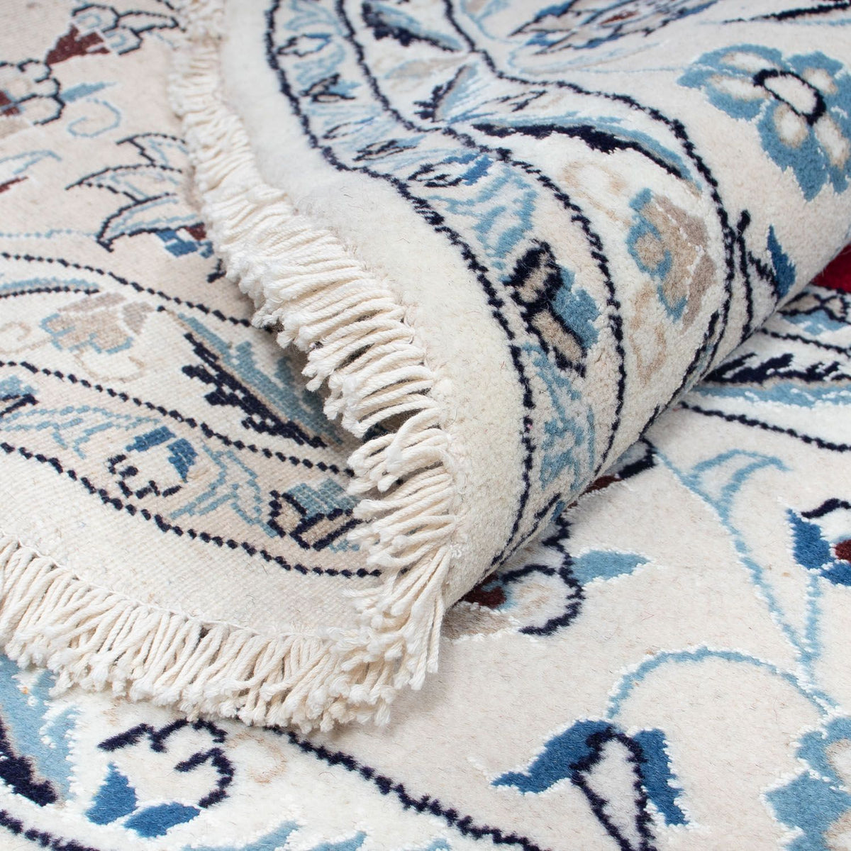 Persisk tæppe - Nain rundt  - 250 x 250 cm - mørkerød