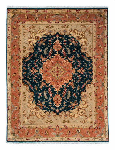 Tabriz - 50 Raj Tæppe 152x202cm - Persisk tæppe - mørkeblå