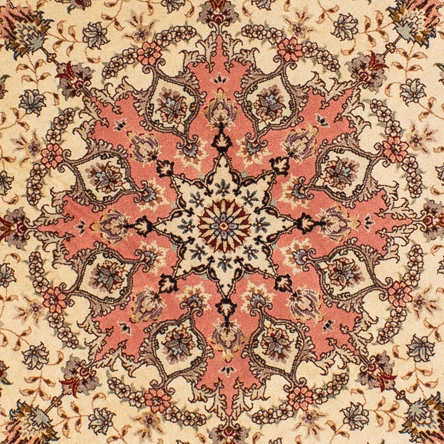 Persisk tæppe - Tabriz - Royal rundt  - 150 x 150 cm - lys brun
