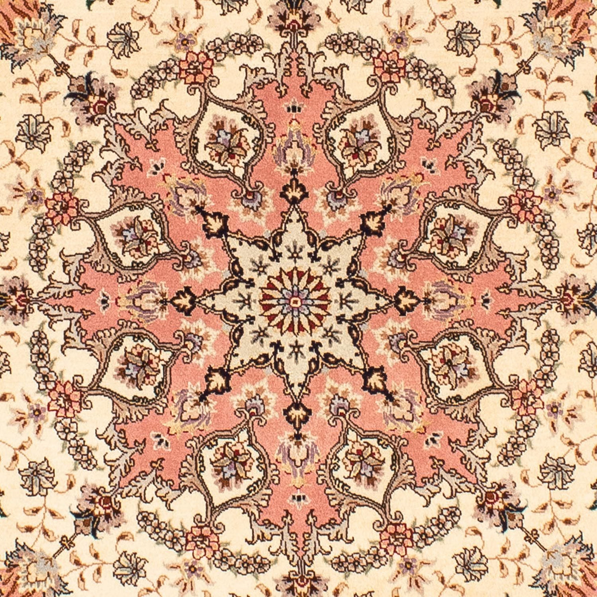 Persisk tæppe - Tabriz - Royal rundt  - 150 x 150 cm - beige