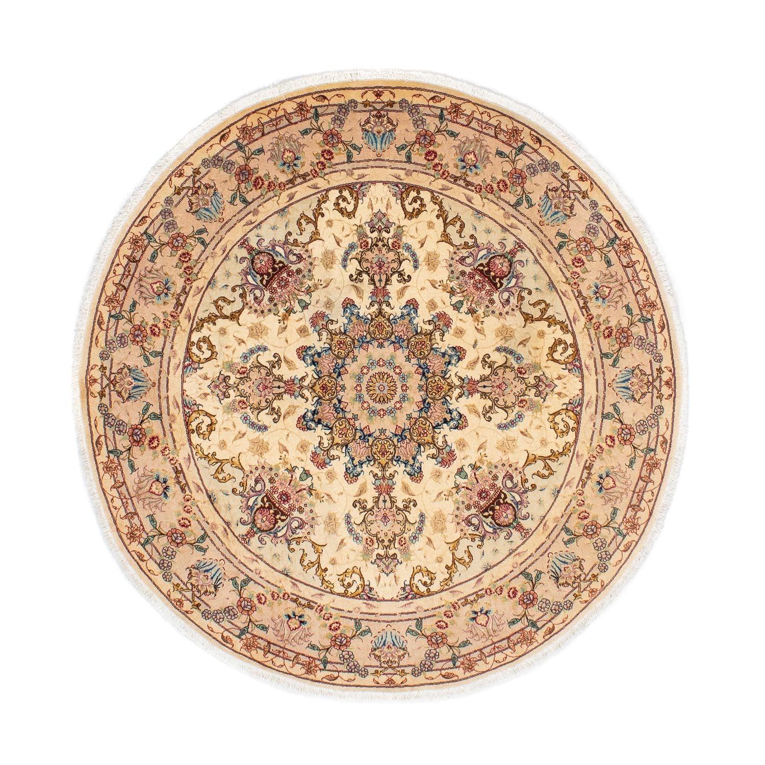 Persisk tæppe - Tabriz - Royal rundt  - 150 x 150 cm - lys brun