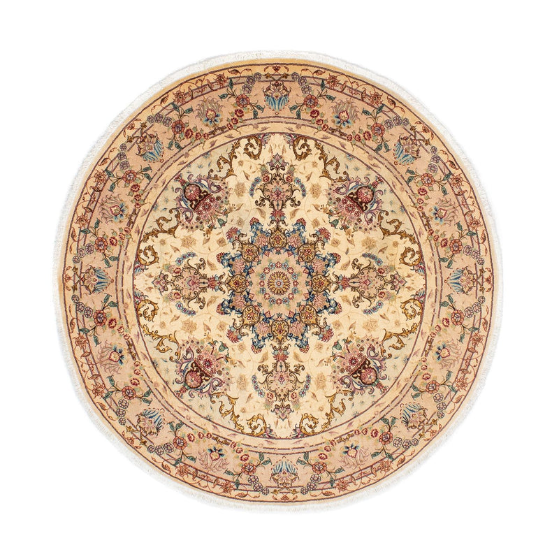 Persisk tæppe - Tabriz - Royal rundt  - 150 x 150 cm - lys brun