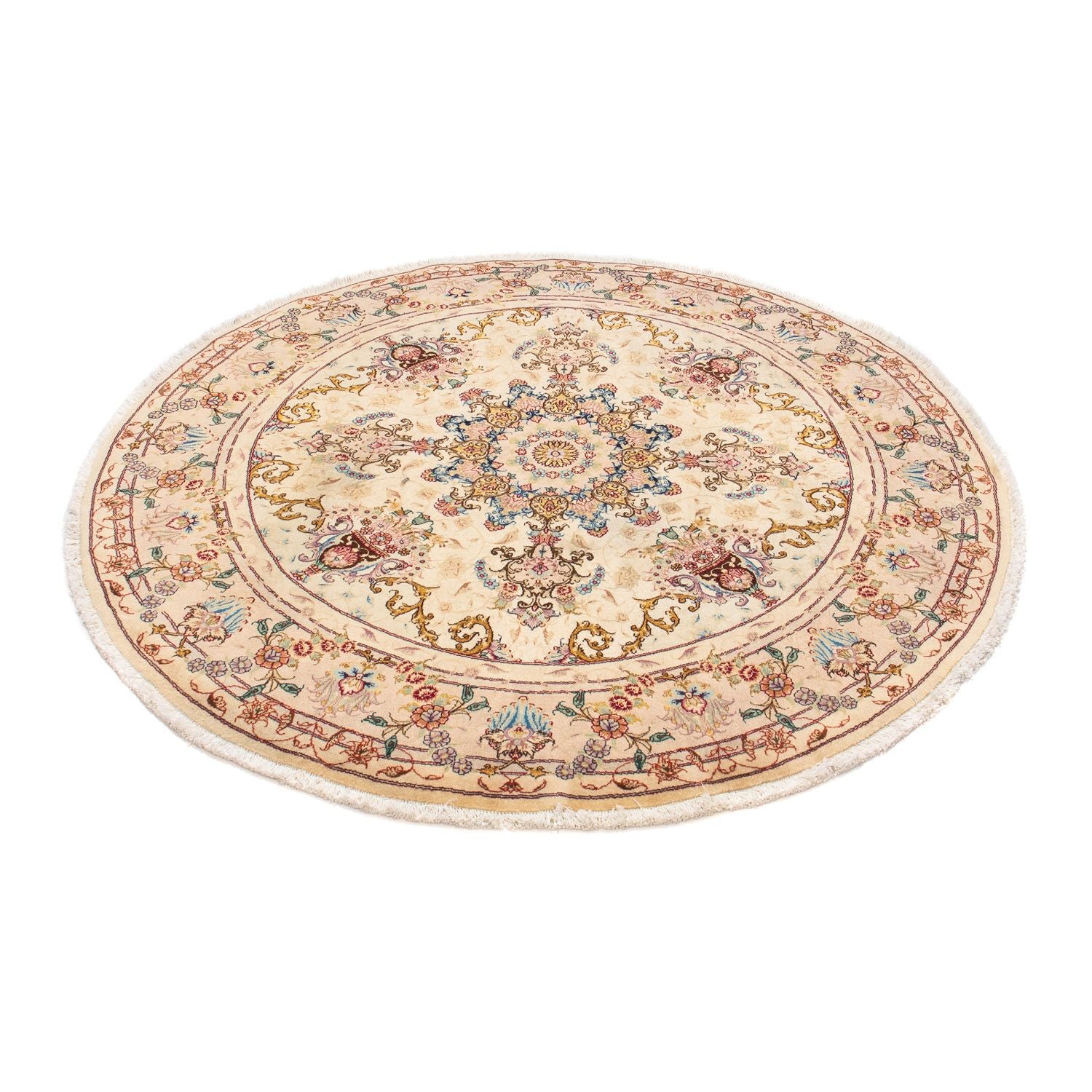 Persisk tæppe - Tabriz - Royal rundt  - 150 x 150 cm - lys brun