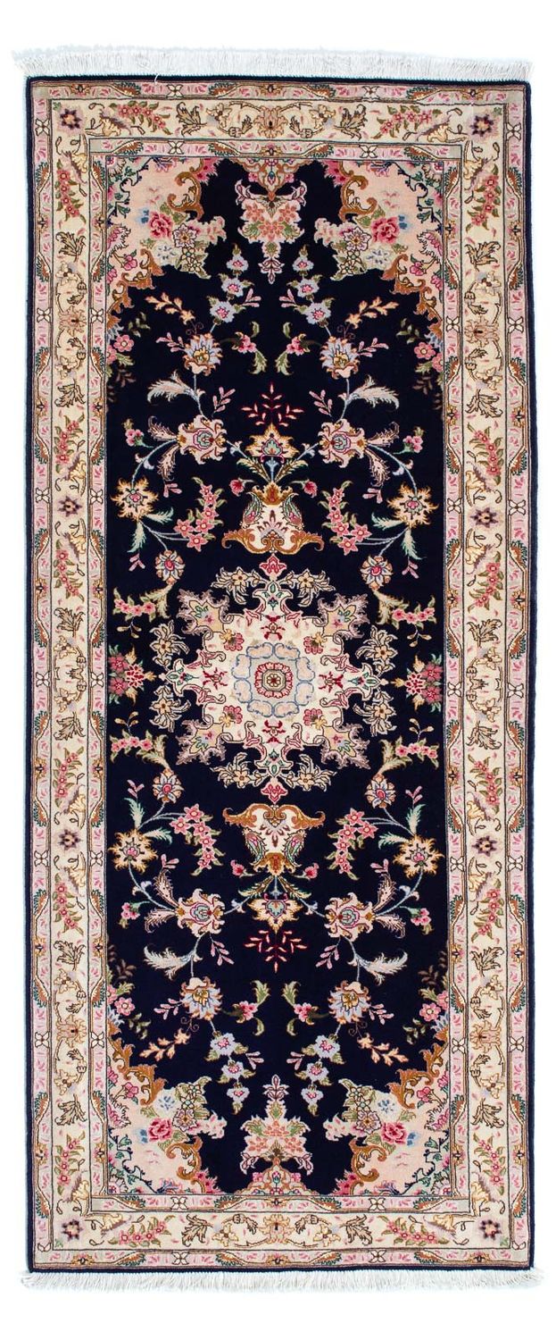Løber Persisk tæppe - Tabriz - Royal - 198 x 82 cm - mørkeblå