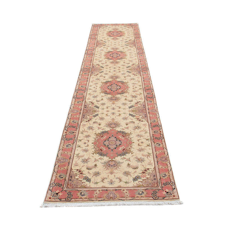 Løber Persisk tæppe - Tabriz - Royal - 410 x 80 cm - beige