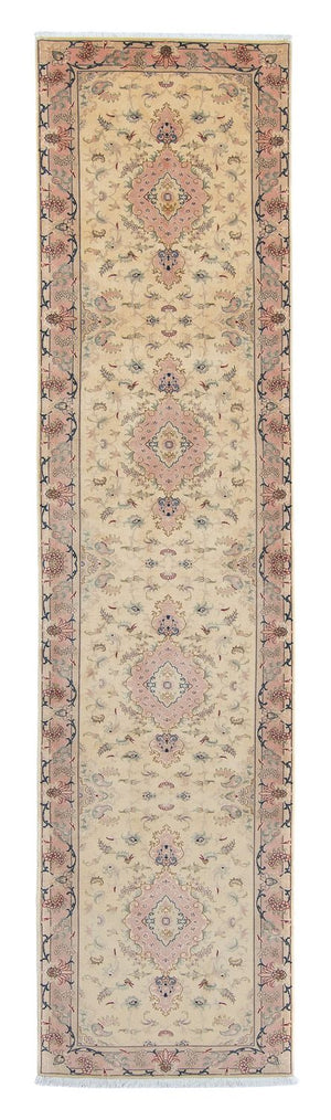 Løber Persisk tæppe - Tabriz - Royal - 397 x 86 cm - beige