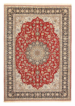 Persisk tæppe - Isfahan - Premium - 370 x 253 cm - mørkerød