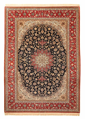 Persisk tæppe - Isfahan - Premium - 344 x 255 cm - mørkerød