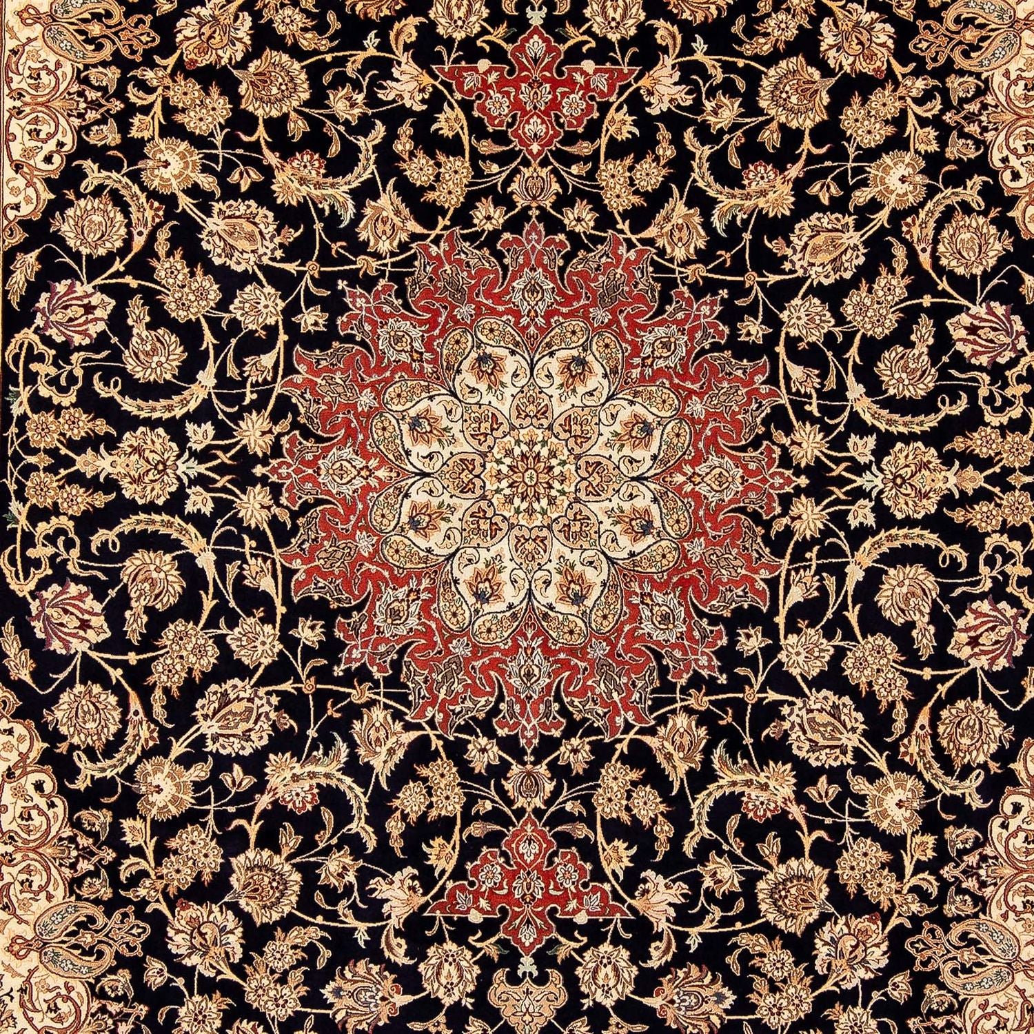 Persisk tæppe - Isfahan - Premium - 344 x 255 cm - mørkerød